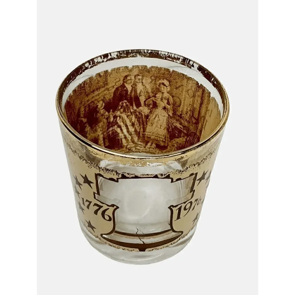 Vintage 1776 Patriotic Declaration Of Independence Whisky Bourbon Rocks Glasses